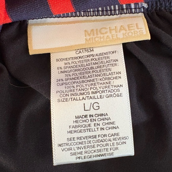 NWOT MICHAEL KORS Red and Navy Ruched Swim Top size L - Picture 9 of 12
